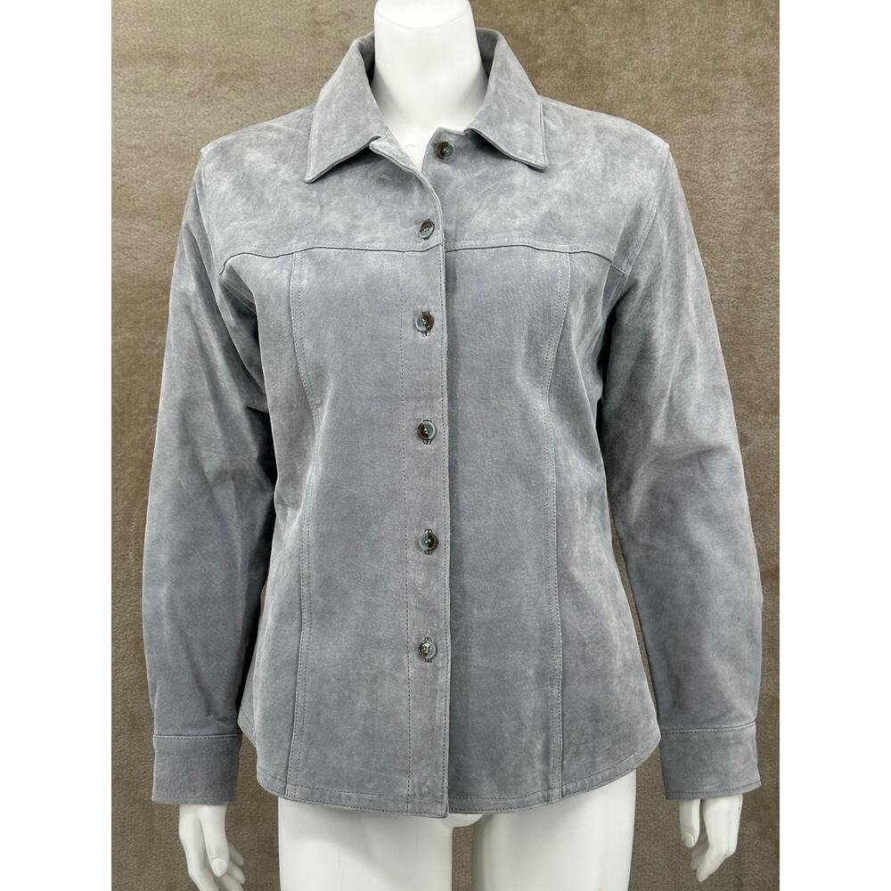 AMI Jacket Womens Medium Blue Suede Leather Button Up Outdoors Western Country